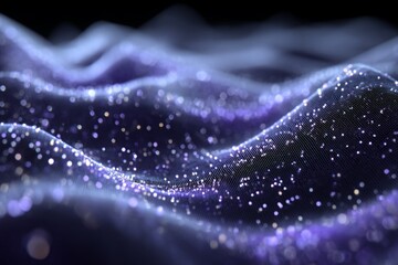 Poster - Stunning purple fabric with shimmering particles creates a magical, dreamlike landscape at twilight