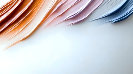 Poster - Elegant curved layers in coral pink and dusty blue tones create gentle waves against white background, suggesting modern minimalist design and smooth transitions.