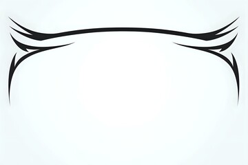 Poster - Black curved wing-like design element on white background, isolated decorative tribal tattoo style border for graphic projects and creative layouts.