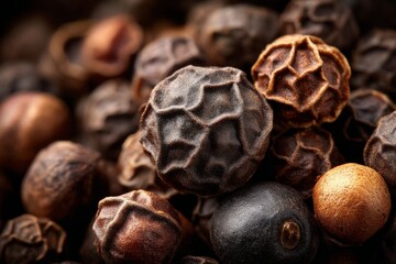 Aufkleber - Rich textures of black peppercorns showcasing diversity in shades and forms