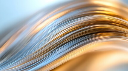 Poster - Smooth flowing curves in gold and blue create dynamic abstract background with soft gradient transitions and elegant wave-like motion effect.