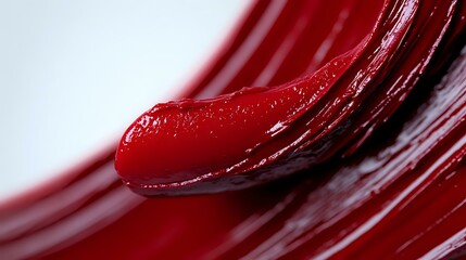 Poster - Vibrant red glossy swirls and curves create dramatic abstract composition with deep shadows and highlights, suggesting luxury and elegance in modern design and art.