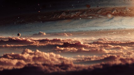 Wall Mural - Celestial Vista: A breathtaking panorama of celestial clouds and planetary landscapes, offering a glimpse into the vastness of the universe. 