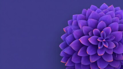 Poster - Bright purple background with abstract flower petal pattern design, open copy space in center