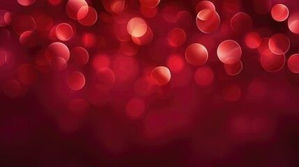 Poster - Deep red surface with subtle bokeh light effects and holiday elements at corners, simple layout with copy space