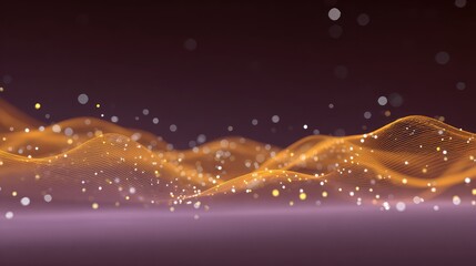 Poster - Dynamic digital waves made of glowing particles and lines moving horizontally, tech-inspired with space