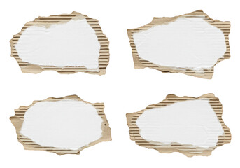 Poster - Four torn cardboard pieces with empty spaces offer a vintage texture for graphic design elements isolated on transparent background