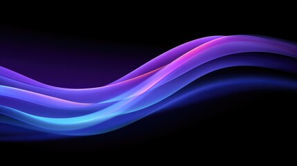Poster - Flowing abstract digital wave shapes glowing in electric blue and violet over dark background