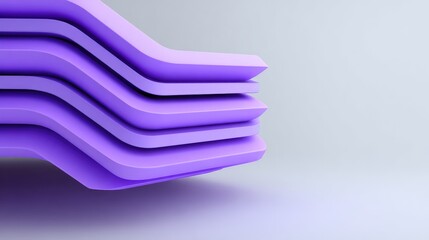 Poster - Layered soft paper shapes in violet hues stacked in a D illusion style over blank backdrop