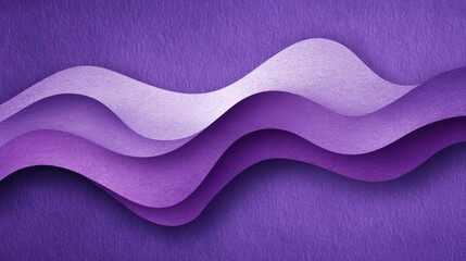 Poster - Layered watercolor purple waves flowing across a textured paper background, space on right