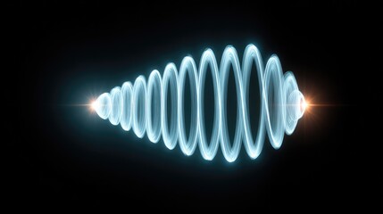 Poster - Neon digital waveforms twisting dynamically with glowing blue light over a black background