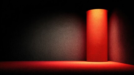 Poster - Red spotlight on black textured surface, dramatic lighting creating a moody contrast with copy space in middle