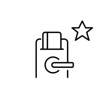 Smart digital door lock and star. Modern security. Pixel perfect, editable stroke vector icon
