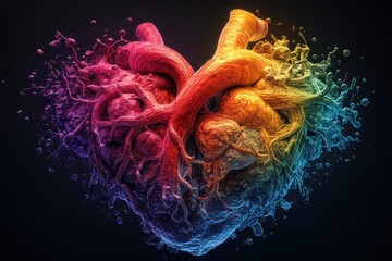 Poster - Vibrant heart design showcasing intricate organic structures and colorful patterns