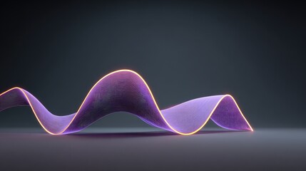 Poster - Soft purple wave patterns with glowing edges flowing horizontally over dark textured surface