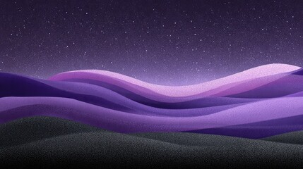 Poster - Soft purple wave patterns with glowing edges flowing horizontally over dark textured surface