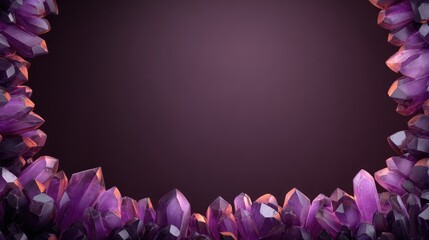 Fototapete - Stylized crystal shards in purple scattered around border of background, clean space in middle