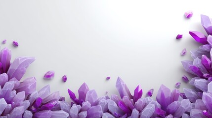 Poster - Stylized crystal shards in purple scattered around border of background, clean space in middle