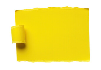 Poster - A vibrant yellow paper with a curled edge and torn texture creates a bright background isolated on transparent background