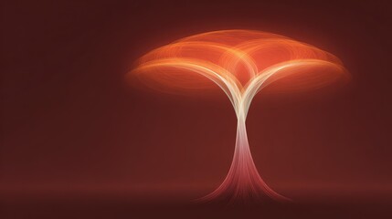 Poster - Tree of life made from intertwining light beams over a red and black gradient background, radiant with open space