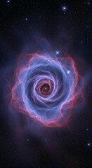 Aufkleber - Cosmic nebula resembling a rose, pink and blue hues swirling in a dark space background, symbolizing the vastness and beauty of the universe, perfect for astronomy or fantasy themes