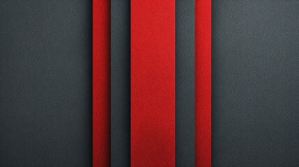 Fototapete - Vertical red stripes on matte black surface with light reflection and space for design in center
