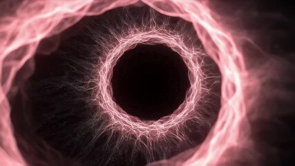 Poster - Mesmerizing circular energy field radiates with vibrant pink light, creating an ethereal and dynamic visual effect against a dark background, evoking a sense of mystery and power