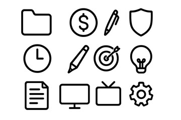 Poster - Minimalist outline icons for business and technology concepts