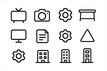 Poster - Minimalist black icons set on gradient background for interface design