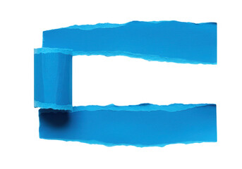 Poster - A vibrant blue torn paper reveals a blank space, perfect for adding your message or design isolated on transparent background
