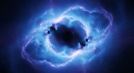 Aufkleber - Blue and purple nebula, cosmic dust and gas clouds swirling in space, creating a vibrant celestial scene, representing the vastness and mystery of the universe