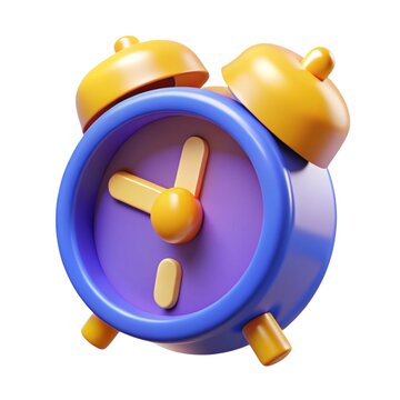 Animated alarm clock with a blue frame and golden bells shows the importance of time management and punctuality.