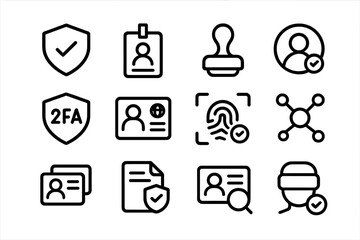 Poster - Security and identity icon set with modern linear design for digital authentication