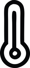 Poster - A stylized black and white graphic representation of a thermometer with a rounded bulb and a tall narrow stem