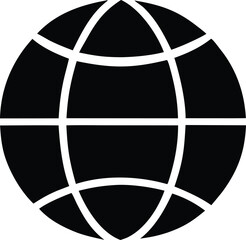 Poster - A stylized black and white graphic representation of a globe with intersecting lines suggesting continents or a network connection