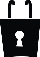 Poster - A simple black silhouette of a padlock with a keyhole featuring curved handles at the top symbolizing security and access