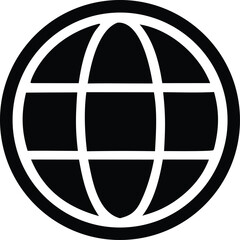 Poster - A stylized black and white graphic representation of a globe with intersecting lines suggesting latitude and longitude
