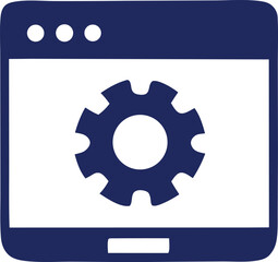Poster - Digital interface with a central gear icon symbolizing settings or configuration within a browser window