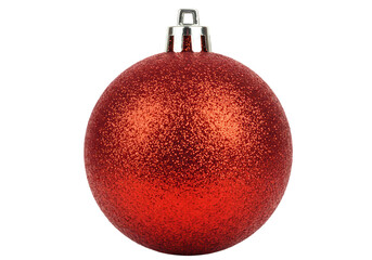 Wall Mural - A vibrant red christmas ornament sparkles with glitter, ready to adorn a festive holiday tree isolated on transparent background