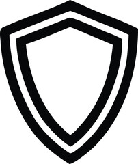 Poster - A minimalist black and white shield emblem with a clean modern design featuring concentric curved lines forming a protective shape