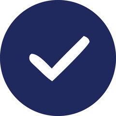 Poster - A simple white check mark symbol is prominently displayed within a solid dark blue circular background creating a clean and modern graphic