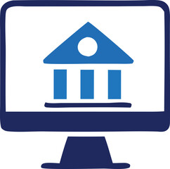 Fototapete - Digital banking icon on a computer screen representing online financial services and virtual access to banking institutions
