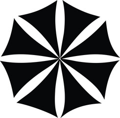 Fototapete - Abstract radial starburst pattern with eight pointed black segments and curved white negative space creating a dynamic visual effect