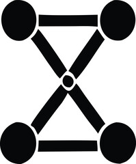 Poster - Abstract geometric symbol featuring interconnected circles and lines forming an hourglass like shape with a central node