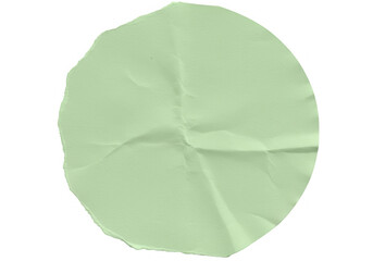 Poster - A crumpled circle of light green paper is isolated on a transparent background
