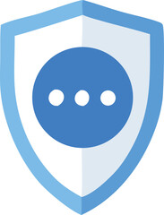 Poster - Abstract blue shield icon with three white dots representing security and communication protection