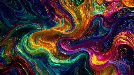 Poster - Dynamic swirling patterns of vivid colors create a mesmerizing abstract artwork. The fluid movement and rich hues evoke a sense of energy and creativity, perfect for artistic inspiration