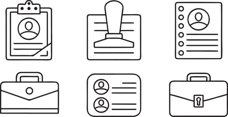 Fototapete - Professional Job Application And Hiring Icon Set, Resume, Interview, Hired, Job Board, Application Form, Editable Career Search Design
