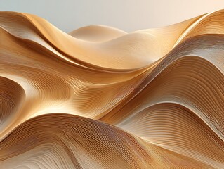 Aufkleber - Abstract golden waves of layered material creating a flowing and undulating surface design element