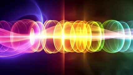 Poster - Vibrant abstract waves of color with dynamic patterns illustrating sound and light energy interaction